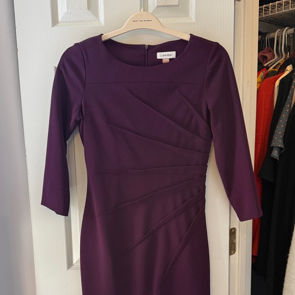 Calvin Klein Women's Long Sleeve Dress in Deep Purple